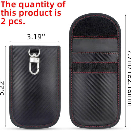2 Pack Faraday Car Keycase Protective Bag rfid Signal Blocking Key Fob Protector Carbon Fiber Security Anti-theft Pouch Anti-Hacking Case Blocker Rfid Cage