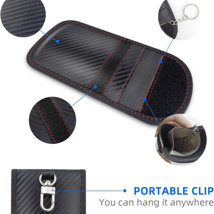 2 Pack Faraday Car Keycase Protective Bag rfid Signal Blocking Key Fob Protector Carbon Fiber Security Anti-theft Pouch Anti-Hacking Case Blocker Rfid Cage