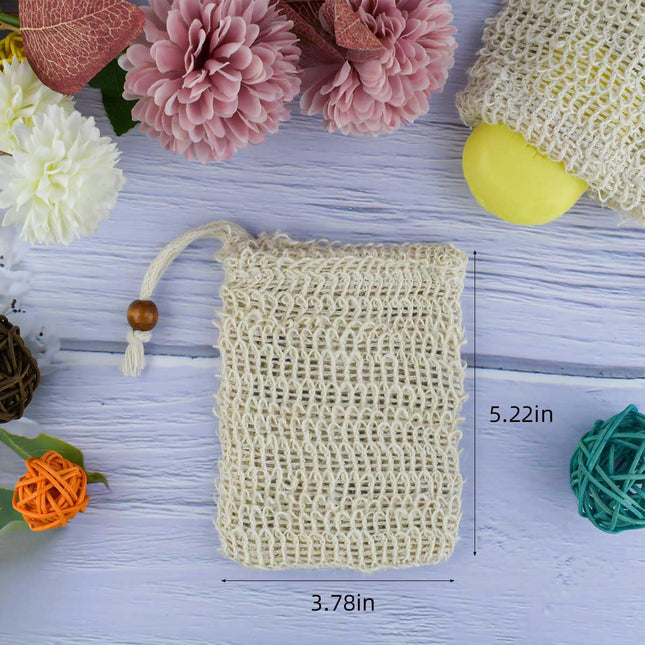5 Pack Soap Saver Bag Exfoliating Pouch Shower Mesh Bar Natural Sisal for Bath and Bags with Drawstring – product detail