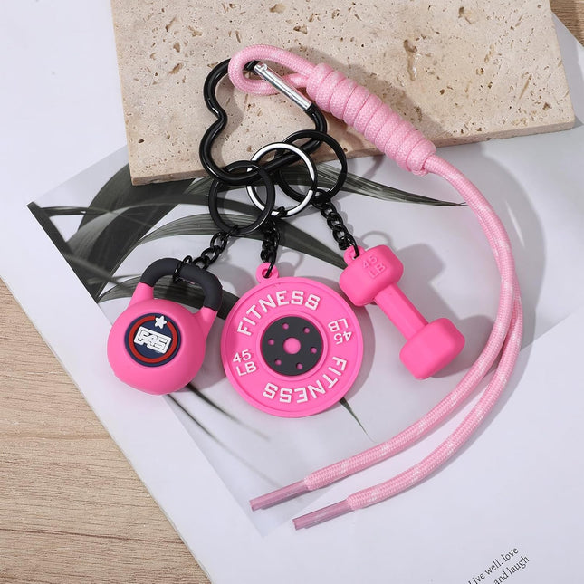 Fitness Keychain for Women Dumbbell Gym Bag Charm PVC Workout Keychain Accessory for Gym Lovers (Black) – product detail