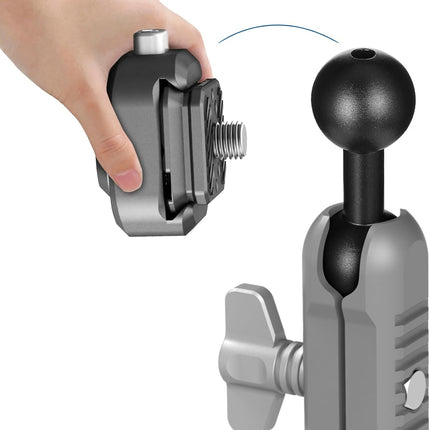 20mm to 20mm Ball Mount Arm, Black Aluminum Alloy Ball Adapter Double Balls Mount Extension Connector for Secure Attachment for Mounting Arm with 20 mm Connections Compatible with 20 mm Mounting Arms