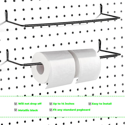 2 Pack Pegboard Towel Holder Pegboard Hooks for Paper Towels, Kitchen Towels, Stickers, Tapes Great Peg Board Organizer Accessories for Workshop, Garage, Kitchen