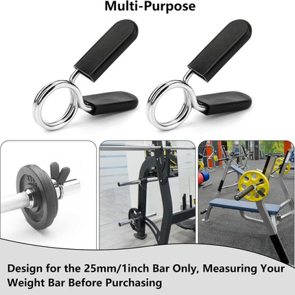 Spring Clip Collars 1 Inch Olympic Barbell Clamps Dumbbell Clips Weight Bar Clips for Weightlifting, Powerlifting, Strength Training