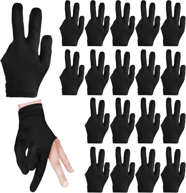 3 Fingers Pool Gloves 20Pcs Billiard Glove Universal Cue Sports Gloves Pool Left Right Hand