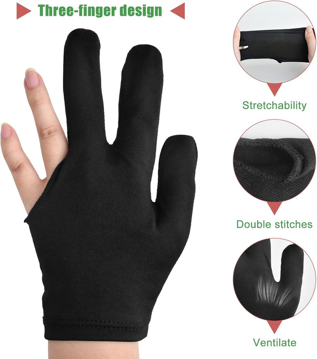 3 Fingers Pool Gloves 20Pcs Billiard Glove Universal Cue Sports Gloves Pool Left Right Hand – product detail
