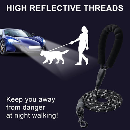 2 Pack Dog Leash, 4/5//6 FT Heavy Duty Nyl Rope Pet Leashes with Comfortable Padded Handle, Reflective Dog Leashes for Small Medium and Large Dogs (5FT-1/2,Black/Black)