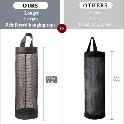 Plastic Bag Holder, Grocery Bag Holder Mesh Hanging Storage Bag Dispenser (Black 2 Packs)
