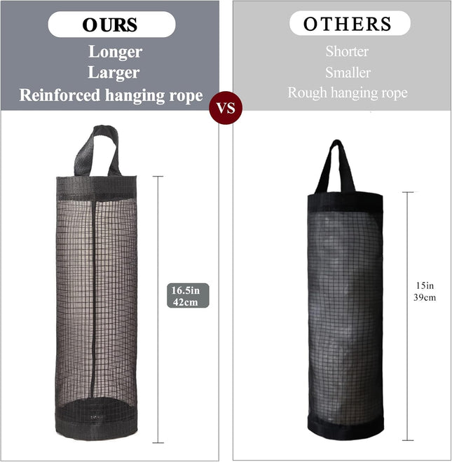 Plastic Bag Holder Grocery Bag Holder Mesh Hanging Storage Bag Dispenser (Black 2 Packs) – product detail