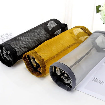 Plastic Bag Holder, Grocery Bag Holder Mesh Hanging Storage Bag Dispenser (Black 2 Packs)