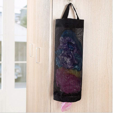 Plastic Bag Holder, Grocery Bag Holder Mesh Hanging Storage Bag Dispenser (Black 2 Packs)