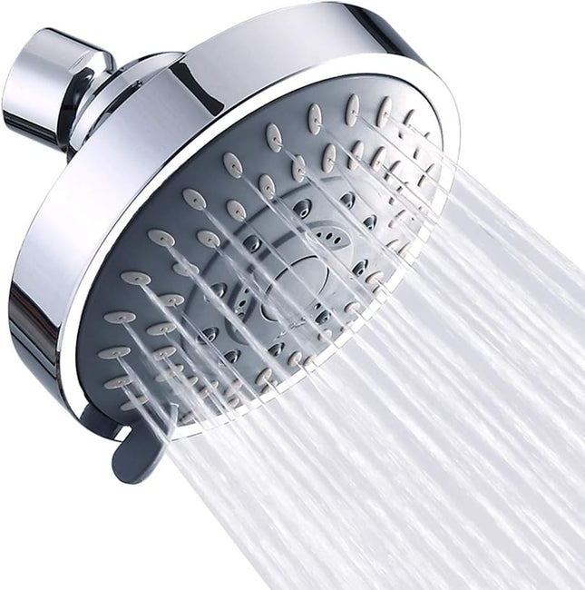 Shower Head High Pressure Rain Fixed Showerhead 5-Setting with Adjustable Metal Swivel Ball