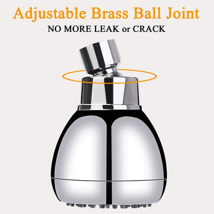 High Pressure Shower Head 3 Inches Anti-clog Anti-leak Fixed Showerhead Chrome with Adjustable Swivel Brass Ball Joint for Relaxing and Comfortable Shower Experience