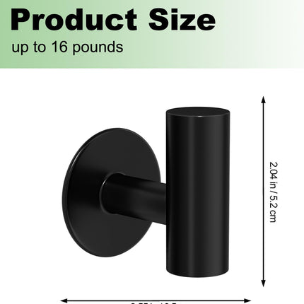 4 Pack Adhesive Towel Hooks for Bathroom, Waterproof Wall Mount Towel Holder, Matte Black Wall Robe Hook, Stainless Steel Heavy Duty Door Hanger Towel Hook for Kitchen, Bedroom, Hotel
