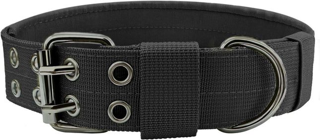 Heavy Duty Dog Collar for Large Dogs Tactical Dog Collars with Metal Buckle & D Ring 1.5 Width Thick