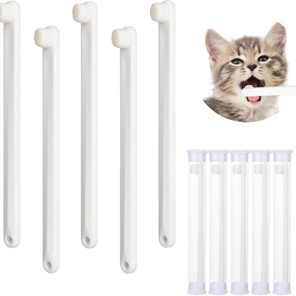 Petluno Small Dog & Cat Toothbrush 5 Set, Micro Nano Bristles to Clean pet Teeth Toothbrushes, Puppy Dogs Pet Tooth Cleaning Kit with Storage Box（White