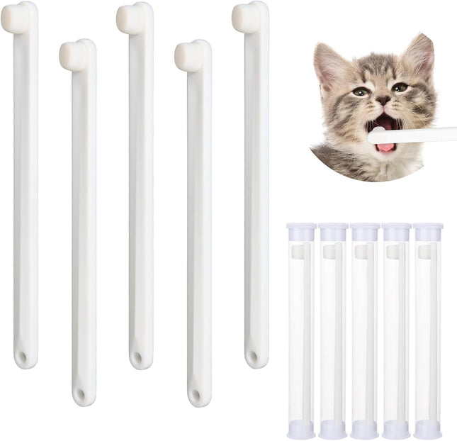 Petluno Small Dog & Cat Toothbrush 5 Set Micro Nano Bristles to Clean pet Teeth V1258-DP02-B-1420 in White