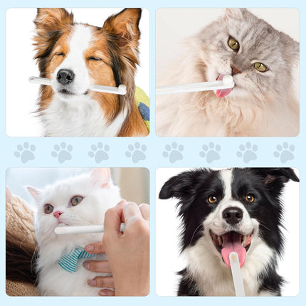 Petluno Small Dog & Cat Toothbrush 5 Set, Micro Nano Bristles to Clean pet Teeth Toothbrushes, Puppy Dogs Pet Tooth Cleaning Kit with Storage Box（White
