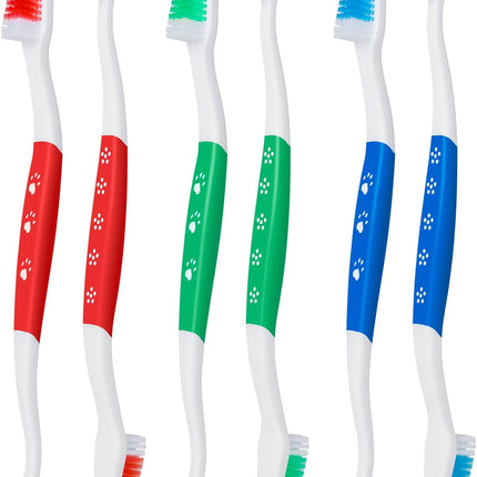 Petluno Pet Toothbrush for Dogs, Cats, Double Headed with Soft Bristles, Easy Teeth Cleaning, Non Slip Dog Toothbrushes in Bulk (Pack of 6) 6 Pcs