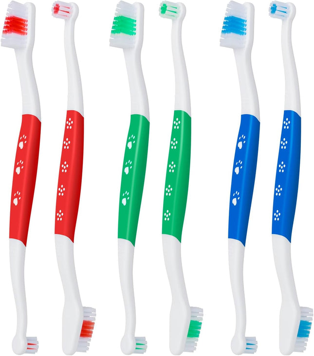 Petluno Pet Toothbrush for Dogs Cats Double Headed with Soft Bristles Easy Teeth Cleaning Non Slip Dog