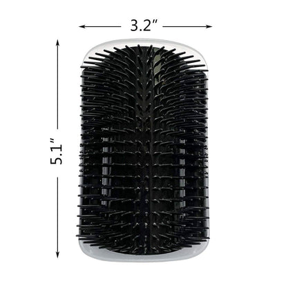 2 Pack Black Catnip Wall Massage Corner Brush for Long & Short Fur Cats and Kittens - Self Groomer Scratcher with Soft Comb