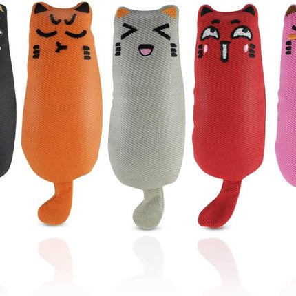 Soft Indoor Cat Toys Self Play Interactive Pillows Catnip Filled 5PCS Plush Kitten Teething Set Cute Kitty Chew Bite Resistant Cartoon Mouse Pet Supplies Gifts
