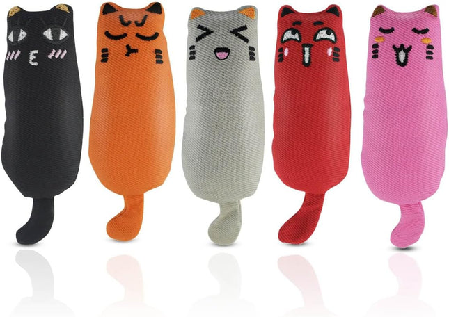 Soft Indoor Cat Toys Self Play Interactive Pillows Catnip Filled 5PCS Plush Kitten Teething Set