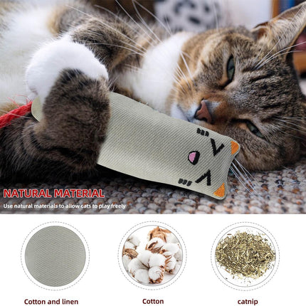 Soft Indoor Cat Toys Self Play Interactive Pillows Catnip Filled 5PCS Plush Kitten Teething Set Cute Kitty Chew Bite Resistant Cartoon Mouse Pet Supplies Gifts