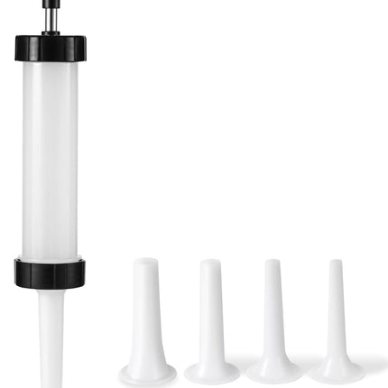 Manual Sausage Stuffer, Black, BPA-Free, Handheld with 4 Stuffing Tubes, for Hot Dogs and Bratwurst