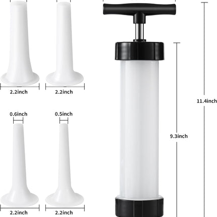 Manual Sausage Stuffer, Black, BPA-Free, Handheld with 4 Stuffing Tubes, for Hot Dogs and Bratwurst