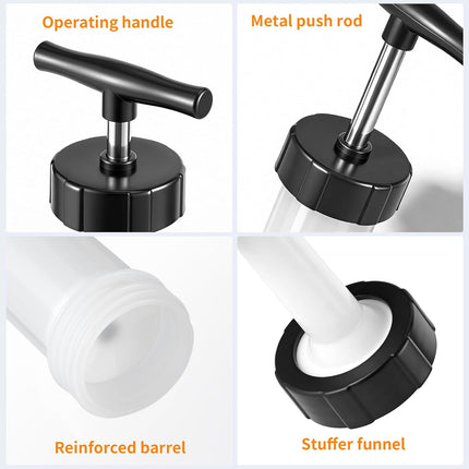 Manual Sausage Stuffer, Black, BPA-Free, Handheld with 4 Stuffing Tubes, for Hot Dogs and Bratwurst