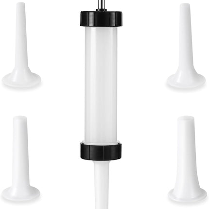 Manual Sausage Stuffer, Black, BPA-Free, Handheld with 4 Stuffing Tubes, for Hot Dogs and Bratwurst