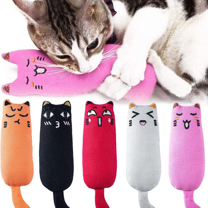 Petluno 5Pcs Bite Resistant Catnip Toy for Cats,Catnip Filled Cartoon Mice Cat Teething Chew Multicolor