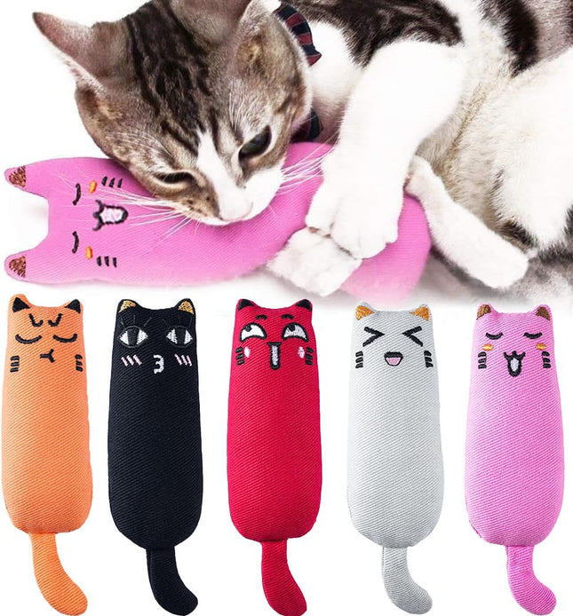 Petluno 5Pcs Bite Resistant Catnip Toy for Cats Catnip Filled Cartoon Mice Cat Teething Chew Multicolor