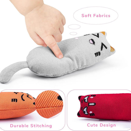 Petluno 5Pcs Bite Resistant Catnip Toy for Cats,Catnip Filled Cartoon Mice Cat Teething Chew Multicolor