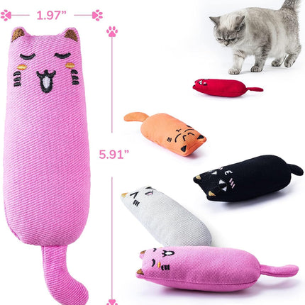 Petluno 5Pcs Bite Resistant Catnip Toy for Cats,Catnip Filled Cartoon Mice Cat Teething Chew Multicolor