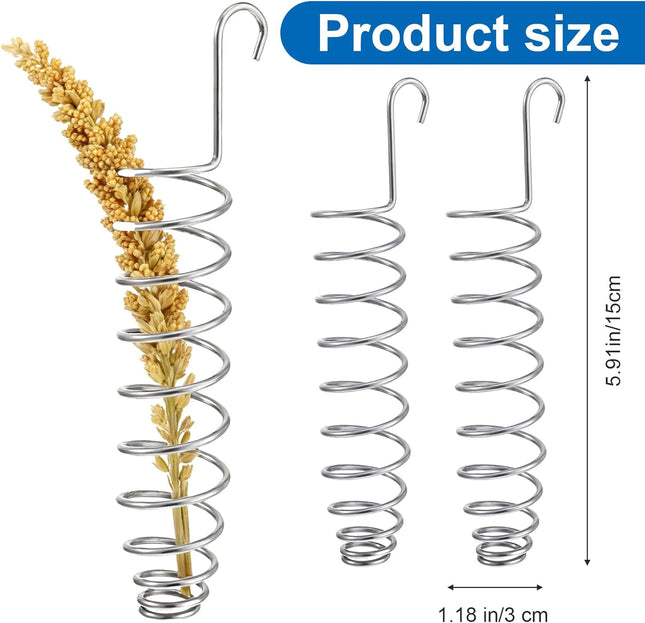 2 Pack Millet Spray Holder for Parrots Parakeet Treat Sticks Feeder Natural Millet Treats Stiks in Silver