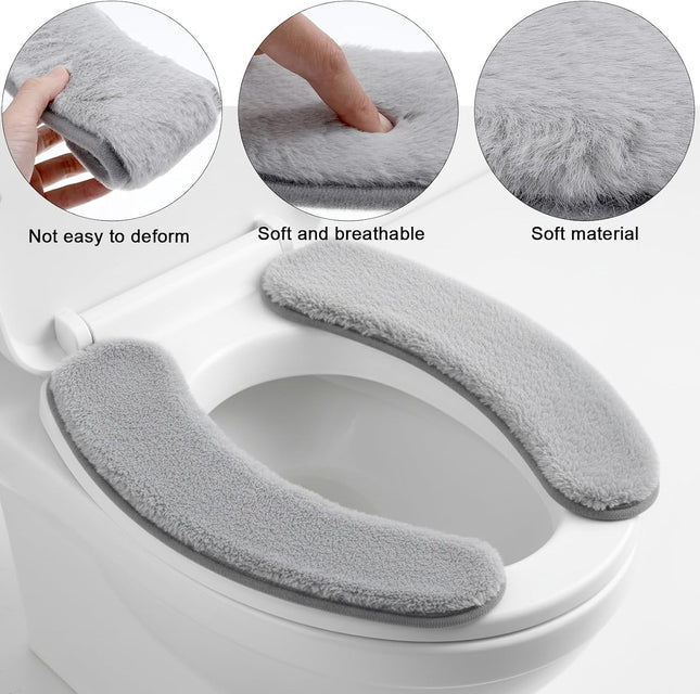 2 PCS Thick and Elastic Toilet Seat Cushion Cover Washable Soft Padded Toilet Seat Elongated Easy – product detail