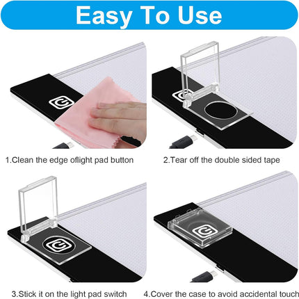 2 PCS Self-Adhesive Light Switch Cover Diamond Art Accessories, Power Pad Button Cover Clear Touch Push Start Switch Covers Protector for Light Pad, Table, Lightbox for Tracing, Lights Board