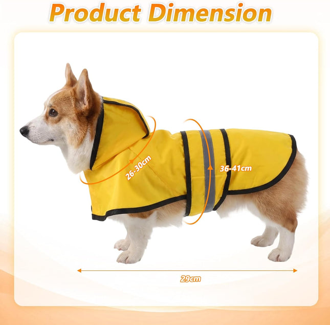 Dog Raincoat with Hood Rain Jacket for Dogs Waterproof with Reflective Safety Hooded Slicker Poncho (Yellow