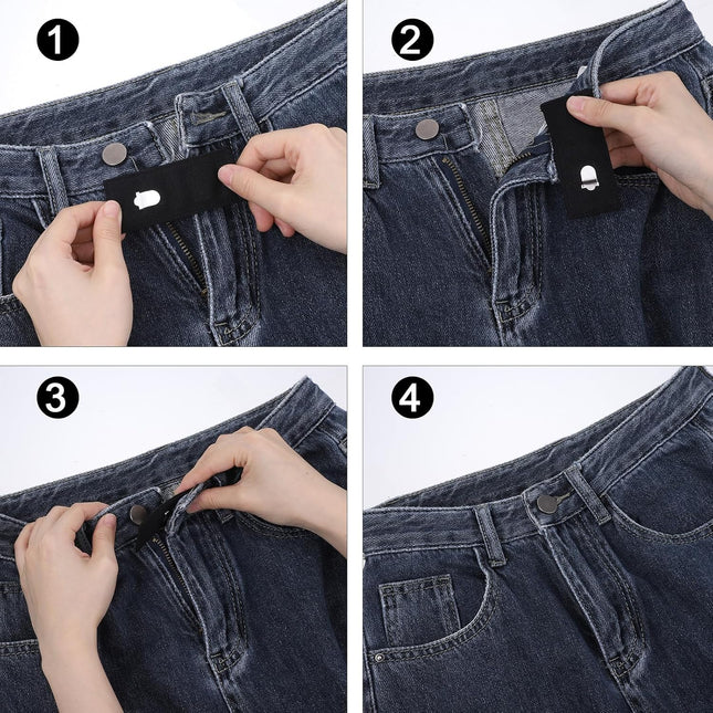 Xinjoduz 8 pcs Black Hook Waist Band Extenders Pants Waist Extenders with Metal Hook Adjustable – product detail