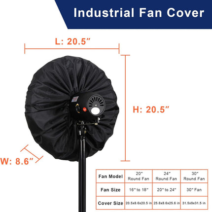 Industrial Heavy Duty Waterproof & Dustproof Fan Cover for 16-20" Stand Pedestal Fan, Wall Mount and Outdoor/Patio Use, Suitable for Indoor/Outdoor