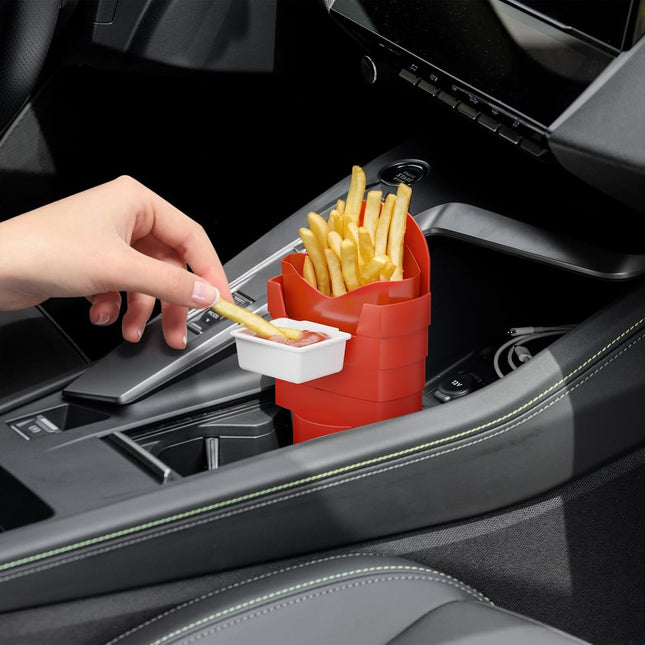 French Fry Holder and Dip Sauce Holder Set for Car Mini Sauce Holder for On-The-Go Snacking