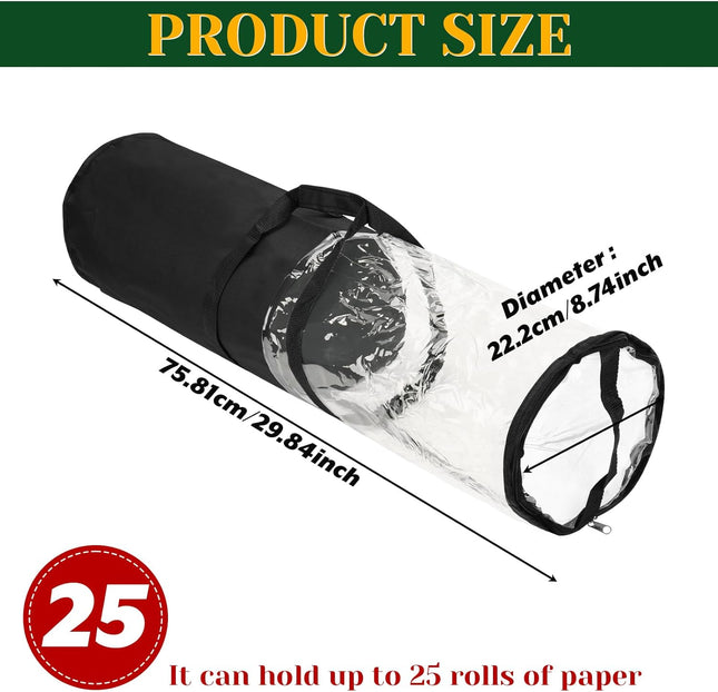 Homakover Clear PVC Christmas Wrapping Paper Organizer Storage 30 Gift Wrap Organizer Zippered Storage Fit – product detail