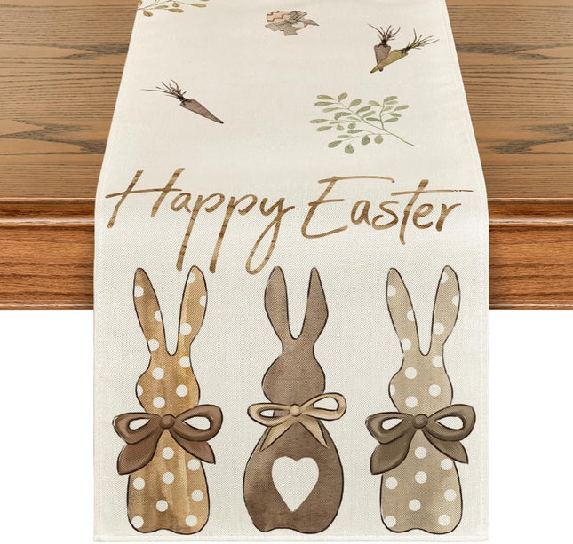Carrots Rabbit Bunny Happy Easter Table Runner Spring Summer Seasonal Holiday Kitchen Dining