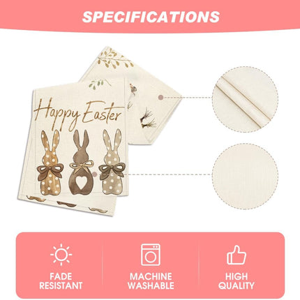 Carrots Rabbit Bunny Happy Easter Table Runner, Spring Summer Seasonal Holiday Kitchen Dining Table Decoration for Indoor Outdoor Home Party Decor 13 x 72 Inch