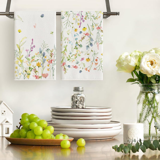 Wildflower Floral Spring Kitchen Towels Dish Towels 18x26 Inch Farmhouse Summer Decoration Hand Towels Set – product detail