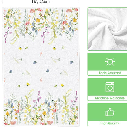 Wildflower Floral Spring Kitchen Towels Dish Towels, 18x26 Inch Farmhouse Summer Decoration Hand Towels Set of 2