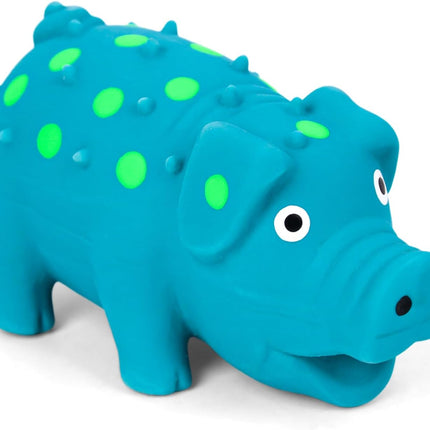 Squeaky Latex Grunting Pig Dog Toy, 4 Inch Small Blue Prank Gifts Puppy Chew Toys Rubber Squeeze Gift for Dogs