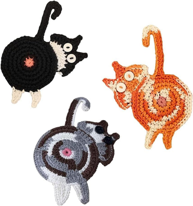 Drink Coaster Cat Gifts for Cat Lovers Fun Woven Coasters Cute Coffee Coaster for Home Decor Tabletop