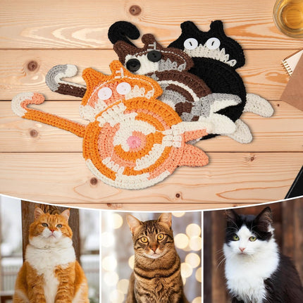 Drink Coaster | Cat Gifts for Cat Lovers,Fun Woven  Coasters,Cute Coffee Coaster for Home Decor Tabletop Protection Suitable for Kinds Cups (3PC)